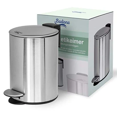 Imagen de BADIONA Papelera baño 3l Acero inoxidable Cubo basura &amp; cierre suave I de balde lixo wc con tapa basurero basuras para papeleras caixote