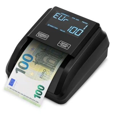 Imagen de ZENACASA Detector de Billetes Falsos y contador 2 en 1 con pantalla táctil Inserción uno a Euros, USD, GBP Lector mano compacto liviano