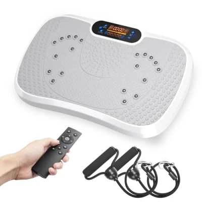 Imagen de Dripex Plataforma Vibratoria, 99 Niveles de Vibración, 5 Programas Entrenamiento, Altavoz Bluetooth, Pantalla LCD, Vibración Muscular para Hacer Ejercicio en Casa (Negra + Blanca)