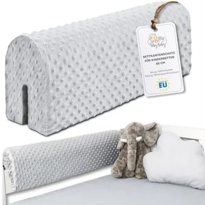 Imagen de Protección de borde cama para cuna infantil 80 cm estructura contra caídas con somier barandilla cubierta Gris Claro