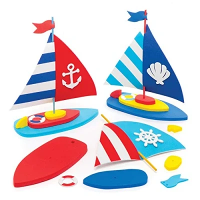 Imagen de Baker Ross Kits de veleros goma eva en 3D (Pack 3) Suministros artesanía para niños pequeños, regalitos fiestas y actividades.