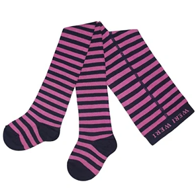 Imagen de Weri Spezials Medias para bebé y niños niñas con rayas en diferentes diseños variaciones de color., Azul Marino+Rosa, 86 cm 92