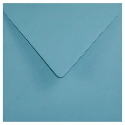 Imagen de Netuno 25x sobres reciclados cuadrados color azul DIN 153x153mm 110g Woodstock Azzurro solapa puntiaguda sin ventana coloridos ecológicos ideales para invitaciones tarjetas bautizo Boda