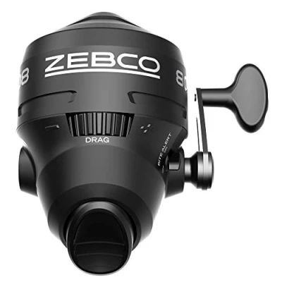Imagen de Zebco 808 Spincast Carrete de Pesca, Potente Todos los Engranajes Metal, Quickset Anti Reverse y Alerta mordida, preenrollado con línea Pesca 20 Libras, Paquete almejas, Color