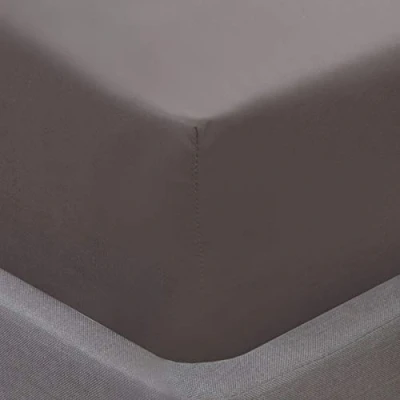 Imagen de Sleepdown 5056242768906 Sábana Bajera Ajustable Suave Liso, térmica, cálida y acogedora, Ropa de Cama Super King, Color Gris, Microfibra poliéster, Matrimonio Grande