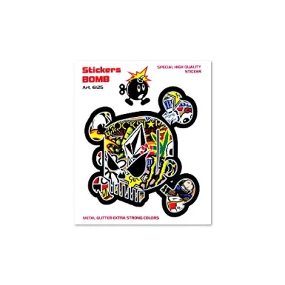 Imagen de 4R Quattroerre.it 6125 Adhesivos Stickers Bomb Cráneo 10 x 12 cm