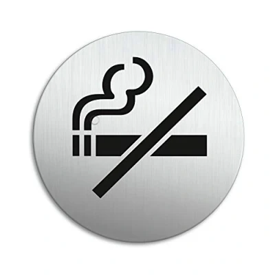 Imagen de Senal Prohibido fumar Ø 100 mm Cartel Placa Aluminio cepillado adhesivo