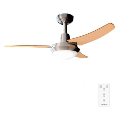 Imagen de Cecotec Ventilador de Techo con Mando a Distancia y Luz EnergySilence Aero 480. 65 W, 106 cm Diámetro, 3 Aspas Reversibles, Velocidades, Acabado en Madera Nogal/Haya