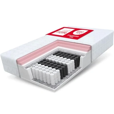Imagen de Colchón FDM Memory 80 x 200 cm, núcleo de muelles ensacados, 7 Zonas Descanso, Altura 24 H2 H3, Viscoespuma, Apto para alérgicos, Funda Lavable, extraíble, Blanco