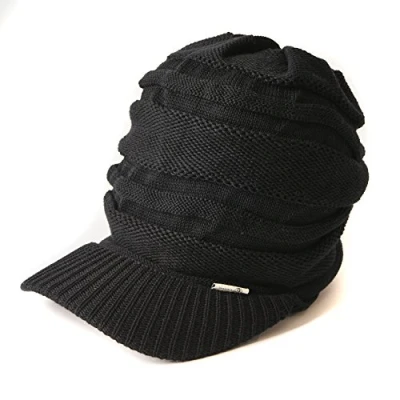 Imagen de CHARM Gorro Invierno Hombre Mujer con Visera Gorra Gorras De Sombrero Esqui Deporte Caliente Holgado Negro