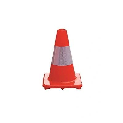 Imagen de Cono de Tráfico con Banda Reflectante Alta Seguridad Modelo DCA01 Ayuda a Mejorar la Señalización Fabricado en Goma Altura 30 cm Base 21x21 Bikain