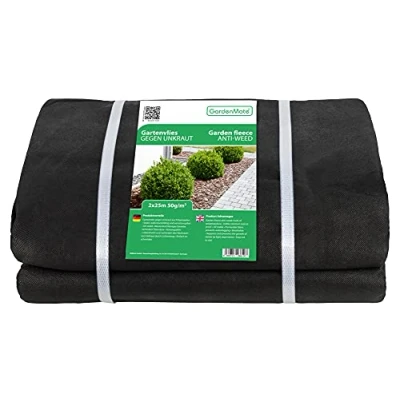 Imagen de GardenMate Malla Geotextil de 2 m x 25 y 50 g/m² Resistente para Malas Hierbas Estabilizada contra UV Permeable al Agua = m²