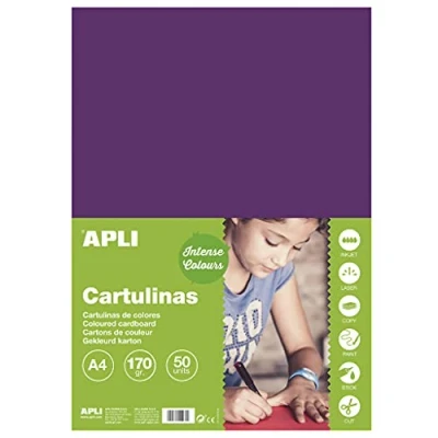 Imagen de APLI 14247 Cartulina morada A4 170 g 50 hojas
