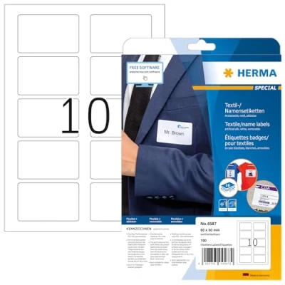 Imagen de HERMA 4587 Rectángulo redondeado Desmontable Blanco 100pieza(s) Etiqueta autoadhesiva (Blanco, redondeado, Desmontable, A4, Seda, Laser)