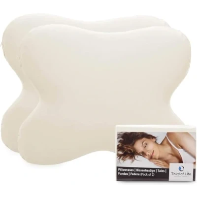 Imagen de Funda de Almohada diseñada para la ACAMAR Algodón Jersey Doble Ajuste Cierre con Cremallera Pack 2, Marfil
