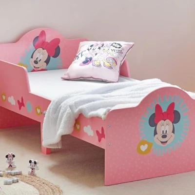 Imagen de Disney Classic Minnie Mouse Cama para niñas pequeñas: construcción robusta, madera manufacturada, laterales protegidos, listones de madera, se adapta a colchones 140 x 70 cm (colchón no incluido)