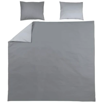 Imagen de Meyco Home Uni Ropa de Cama Doble (algodón, Material Transpirable, fácil Cuidado, práctica Tira Plegable, Dimensiones: 240 x 200/220 cm), Gris/Gris Claro