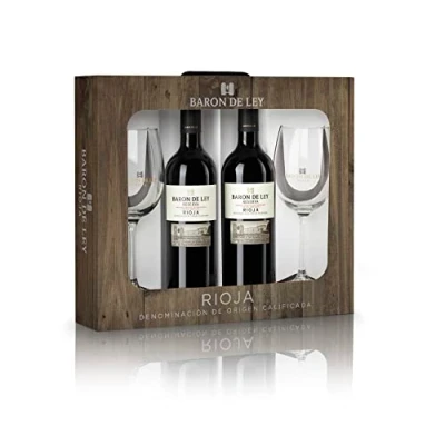 Imagen de Estuche regalo Baron de Ley Reserva Vino Tinto DOC Rioja Variedad Tempranillo Fruta y Complejidad 3 estuches 6 botellas copas.