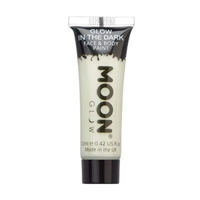 Imagen de Moon Glow Pintura para rostro y cuerpo que brilla en la oscuridad fosforescente carga brillar Invisible 12 ml (Paquete de 1)