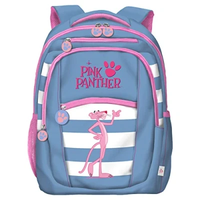 Imagen de DOHE Mochila Escolar 7 Bolsillos (1 para Ordenador Portátil), Tamaño Grande, Tirantes y Espalda Reforzados, Estudiantes Pink Panther Stripes