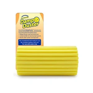 Imagen de Scrub Daddy Damp Duster, Esponja Mágica Atrapapolvo, Plumero para Limpiar Persianas Venecianas y de Madera, Ventilaciones, Radiadores, Zócalos, Espejos Telarañas Atrapa Polvo Amarillo