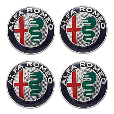 Imagen de DHJKCBH 4 Piezas Coche Tapas Centrales para Alfa Romeo 50mm Tapa Centro Llanta Cubre Emblema Logo Accesorios