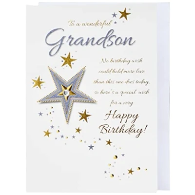 Imagen de Piccadilly Greetings Tarjeta de cumpleaños para nieto, diseño tradicional, color verde, 22,8 x 15,2 cm