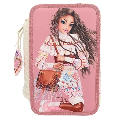 Imagen de Depesche 12583 TOPModel Cosy estuche relleno de 3 compartimentos, motivo modelo con peluche imitación, lápices colores, regla, tijeras y mucho más.