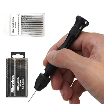 Imagen de DXIA 31 Pcs Mini Taladro de Mano Kit, Rotativas Herramientas Manual + Broca Micro 30 Piezas 0.3 3.0 mm, para Madera, Resina, Joyería, Nogal, Ambar, Cera Abejas