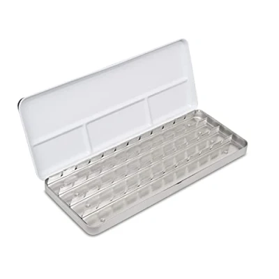 Imagen de White Nights Caja de acuarela rusa para 24 botes enteros, metal, con 4 campos mezcla en la tapa