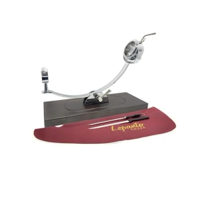 Imagen de FERRETERIA LEPANTO jamonero Profesional Giratorio y basculante, Soporte con Base de Madera Haya Color Caoba Modelo Serrano (Set Burdeos)