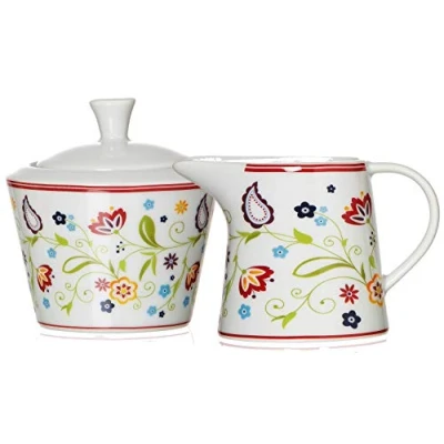 Imagen de Ritzenhoff &amp; Breker Doppio Shanti Juego de 044997 Azucarero y jarrita para la Leche, 2 Piezas, Vajilla Accesorios, Porcelana, Floral
