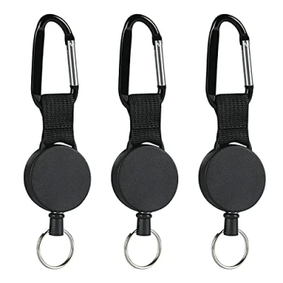 Imagen de Vicloon Llavero Retráctil, 3 piezas Tarjeta de Identificación Retráctil,con 80cm/31pulgadas Alambre Acero Cuerda, Mosquetón Multiherramienta para Clip Cinturón