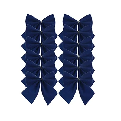 Imagen de Davies 12 lazos de terciopelo para árbol Navidad, color azul marino