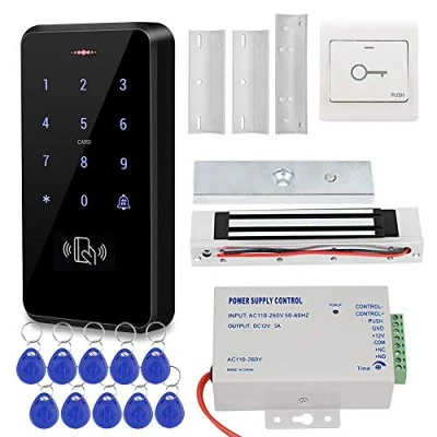 Imagen de KDL Sistema de control acceso para puerta, controlador teclado RFID impermeable IP68, alimentación DC12 V, cerradura magnética eléctrica 180 kg/350 lbs con soporte Z&amp;L; proximidad 125 KHz