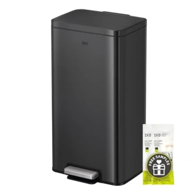 Imagen de EKO Cubo De Basura 30L Madison, Cocina Acero Inoxidable Negro 30 Litros, Pedal y Cierre Suave Litros