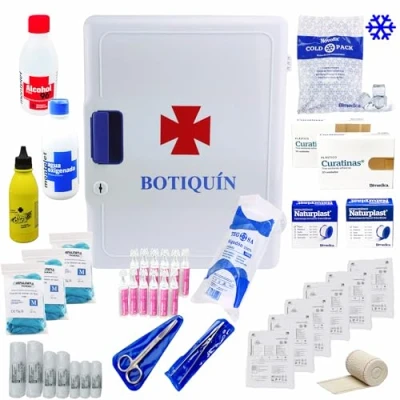 Imagen de DEPALMERA Pharma✮ Armario Botiquin Primeros Auxilios Grande de Pared Casa Mutua Botiquines Homologados Completo para Entorno Doméstico Laboral o Empresarial