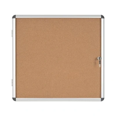 Imagen de Bi Office Enclore Vitrina de interior Corcho para 6 Hojas A4, con Puerta Aluminio y Cerradura, 720 x 674 mm