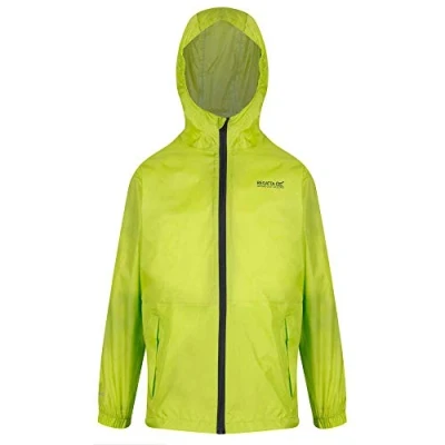 Imagen de Regatta Chaqueta Jacket III Impermeable y Transpirable Ligera sin Forro con Capucha Jackets Waterproof Shell, Unisex niños, Lime Punch, 9 10