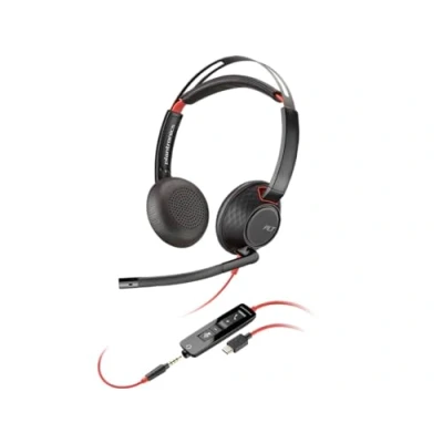 Imagen de Auriculares De oficina Poly Blackwire 5220 Profesional, USB Tipo C, diadema, Con cable, Micrófono, Supraaurales, Negro