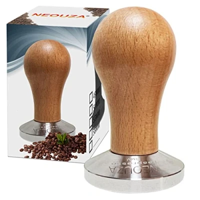 Imagen de NEOUZA Cafetera de espresso Barista 51 mm Mango madera 304 Base plana acero inoxidable Adecuado para portafiltros Delonghi EC680/EC685