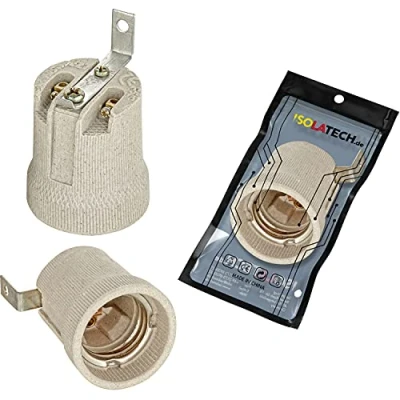 Imagen de ISOLATECH 1pc E27 gris zócalo de cerámica con soporte montaje/soporte exterior (max.250V/4A) bombilla para el hogar instalación en techo baño cocina nevera montaje