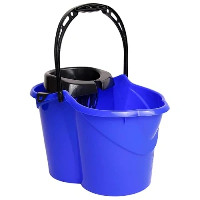 Imagen de MAYA Cubo Ovalado con Escurridor de 15L. Asa Ergonómica. Gris. Fabricado en PPL. Amplia Variedad Colores. (Azul)