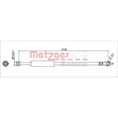 Imagen de METZGER 4111629 Latiguillos de Freno Eje trasero izquierda, trasero, derecha 318 M10x1