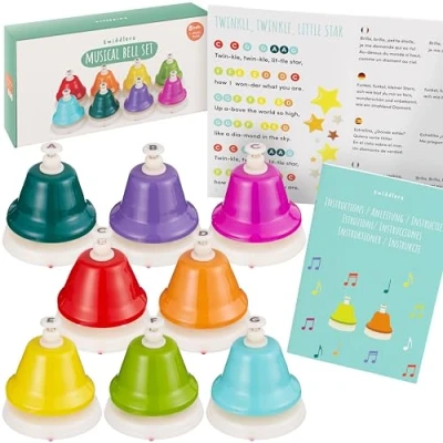 Imagen de THE TWIDDLERS Campanas Musicales Arcoíris, Juego de 8 Percusión Mano para Niños