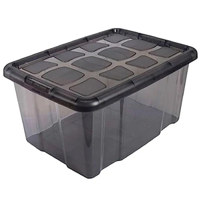 Imagen de AC Caja de Almacenamiento Fabricado en plástico Contenedor para almacenar Juguetes, Libros, Ropa, Mantas N.º 18 (Negro) 29,7 x 61,5 45 cm 60 litros