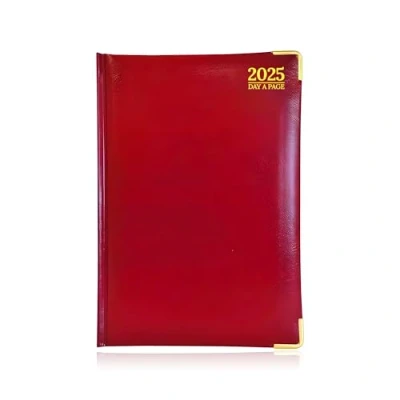 Imagen de G4GADGET agenda 2025, tamaño A4, día por página, color rojo, tapa dura, diaria con ranuras hora, información completa y notas, elegante duradera