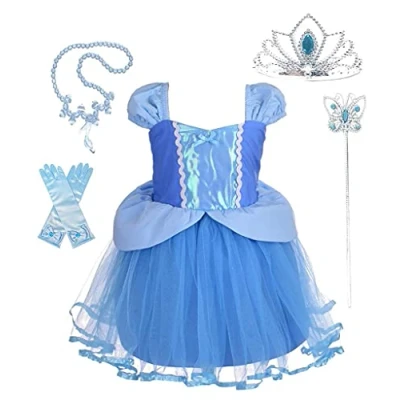 Imagen de Lito Angels Disfraz de Princesa Cenicienta con Accesorios Vestido Tul para Bebé Niñas Talla 18 24 Meses, Azul