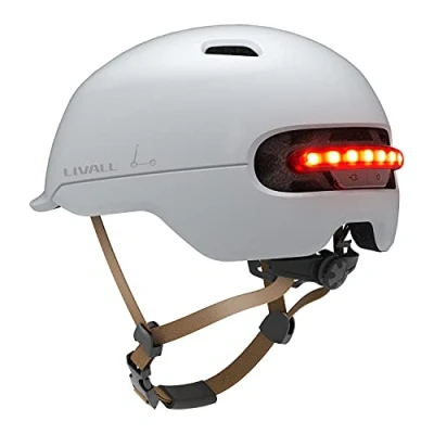 Imagen de Casco Livall C20, Para patinete y Bici, Conectado, SOS, Luz de Freno, Trasera, Talla L, 56 61 cm, Blanco