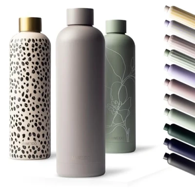 Imagen de MAMEIDO Botella termica 750ml agua acero inoxidable antigoteo, sin BPA, termo para bebidas frías y calientes (Taupe Grey, 0,75l)